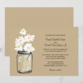 Mason Jar en White Daisies Wedding Kaart (Voorkant / Achterkant)