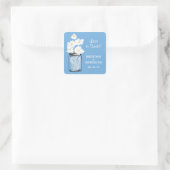 Mason Jar en White Daisies Wedding Vierkante Sticker (Tas)