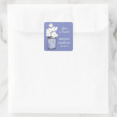 Mason Jar en White Daisies Wedding Vierkante Sticker (Tas)