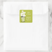 Mason Jar en White Daisies Wedding Vierkante Sticker (Tas)