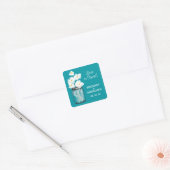 Mason Jar en White Daisies Wedding Vierkante Sticker (Envelop)