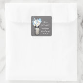 Mason Jar en White Daisies Wedding Vierkante Sticker (Tas)