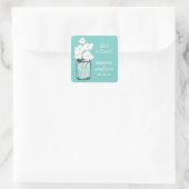 Mason Jar en White Daisies Wedding Vierkante Sticker (Tas)
