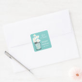 Mason Jar en White Daisies Wedding Vierkante Sticker (Envelop)