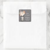 Mason Jar en White Daisies Wedding Vierkante Sticker (Tas)