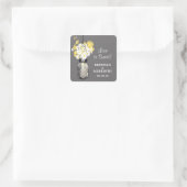 Mason Jar en White Daisies Wedding Vierkante Sticker (Tas)