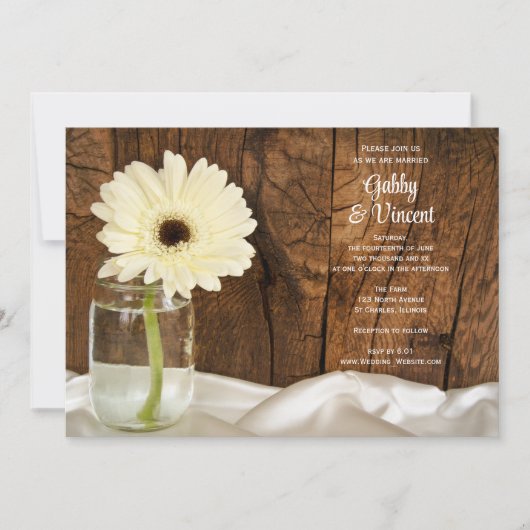 Mason Jar en White Daisy Barn Wedding Kaart (Voorkant)