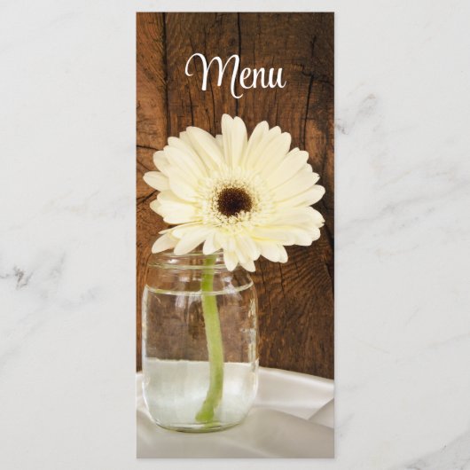 Mason Jar en White Daisy Barn Wedding Menu (Voorkant)