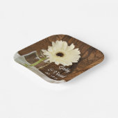 Mason Jar en White Daisy Country Barn Wedding Papieren Bordje (Gebogen)