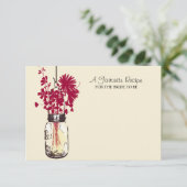 Mason Jar en Wildbloemen Recipe Kaart (Staand voorkant)