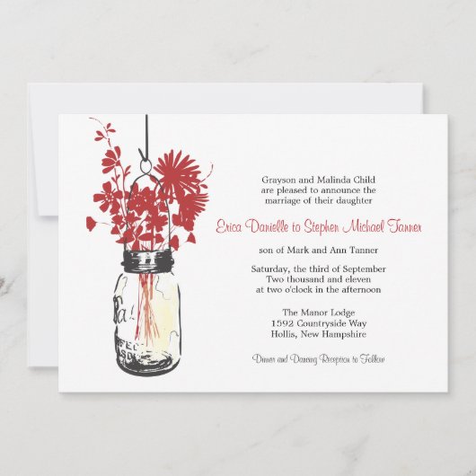 Mason Jar en wilde bloemen Kaart (Voorkant)