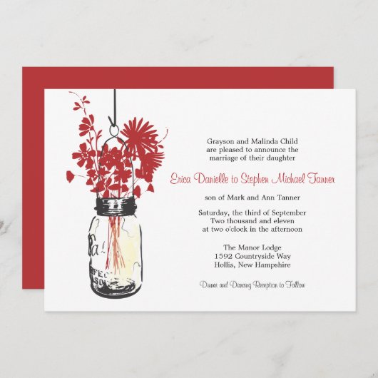 Mason Jar en wilde bloemen Kaart (Voorkant / Achterkant)