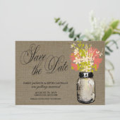 Mason Jar en Wilde Bloemen Save the Date (Staand voorkant)