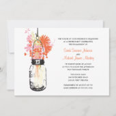 Mason Jar en Wilde Bloemen Trouw Verloving Kaart (Voorkant)