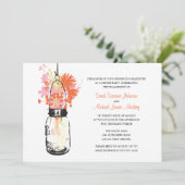 Mason Jar en Wilde Bloemen Trouw Verloving Kaart (Staand voorkant)