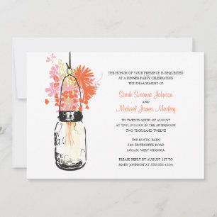 Mason Jar en Wilde Bloemen Trouw Verlovingsfeest Kaart