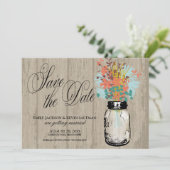 Mason Jar en Wildflower Save the Date (Staand voorkant)