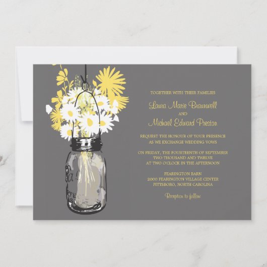 Mason Jar en Wildflower Wedding Invitations Kaart (Voorkant)