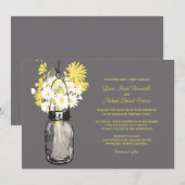Mason Jar en Wildflower Wedding Invitations Kaart (Voorkant / Achterkant)