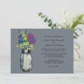 Mason Jar en Wildflower Wedding Invitations Kaart (Staand voorkant)
