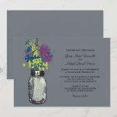 Mason Jar en Wildflower Wedding Invitations Kaart (Voorkant / Achterkant)