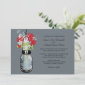 Mason Jar en Wildflower Wedding Invitations Kaart (Staand voorkant)