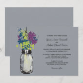 Mason Jar en Wildflower Wedding Invitations Kaart (Voorkant / Achterkant)
