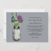 Mason Jar en Wildflower Wedding Invitations Kaart (Voorkant)