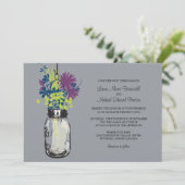 Mason Jar en Wildflower Wedding Invitations Kaart (Staand voorkant)