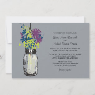 Mason Jar en Wildflower Wedding Invitations Kaart