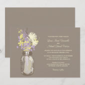 Mason Jar en Wildflower Wedding Invitations Kaart (Voorkant / Achterkant)