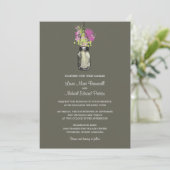 Mason Jar en Wildflower Wedding Invitations Kaart (Staand voorkant)