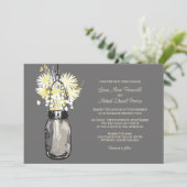 Mason Jar en Wildflower Wedding Invitations Kaart (Staand voorkant)