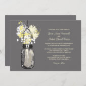 Mason Jar en Wildflower Wedding Invitations Kaart (Voorkant / Achterkant)