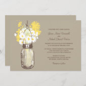 Mason Jar en Wildflower Wedding Invitations Kaart (Voorkant / Achterkant)