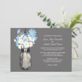 Mason Jar en Wildflower Wedding Invitations Kaart (Staand voorkant)