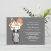 Mason Jar en Wildflower Wedding Invitations Kaart (Staand voorkant)
