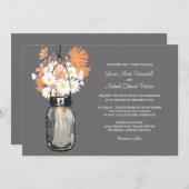 Mason Jar en Wildflower Wedding Invitations Kaart (Voorkant / Achterkant)