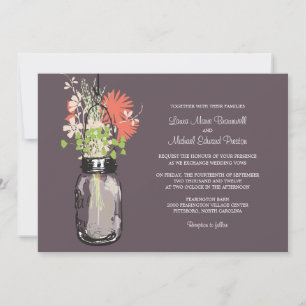 Mason Jar en Wildflower Wedding Invitations Kaart