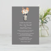 Mason Jar en Wildflower Wedding Invitations Kaart (Staand voorkant)