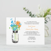 Mason Jar en Wildflower Wedding Invitations Kaart (Staand voorkant)
