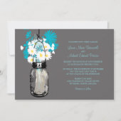 Mason Jar en Wildflower Wedding Invitations Kaart (Voorkant)