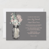 Mason Jar en Wildflower Wedding Invitations Kaart (Voorkant)