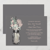Mason Jar en Wildflower Wedding Invitations Kaart (Voorkant / Achterkant)