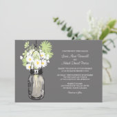Mason Jar en Wildflower Wedding Invitations Kaart (Staand voorkant)