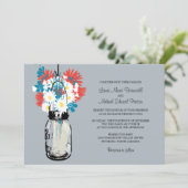Mason Jar en Wildflower Wedding Invitations Kaart (Staand voorkant)