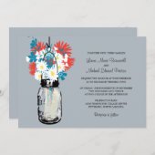 Mason Jar en Wildflower Wedding Invitations Kaart (Voorkant / Achterkant)