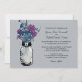 Mason Jar en Wildflower Wedding Invitations Kaart (Voorkant)
