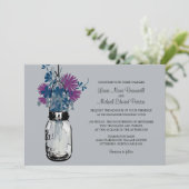 Mason Jar en Wildflower Wedding Invitations Kaart (Staand voorkant)