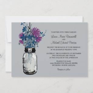 Mason Jar en Wildflower Wedding Invitations Kaart